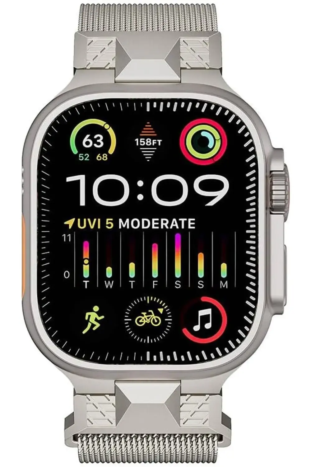 ELZ İle Uyumlu Watch Ultra 49mm KRD-107 Metal Hasır Kordon Gri FR