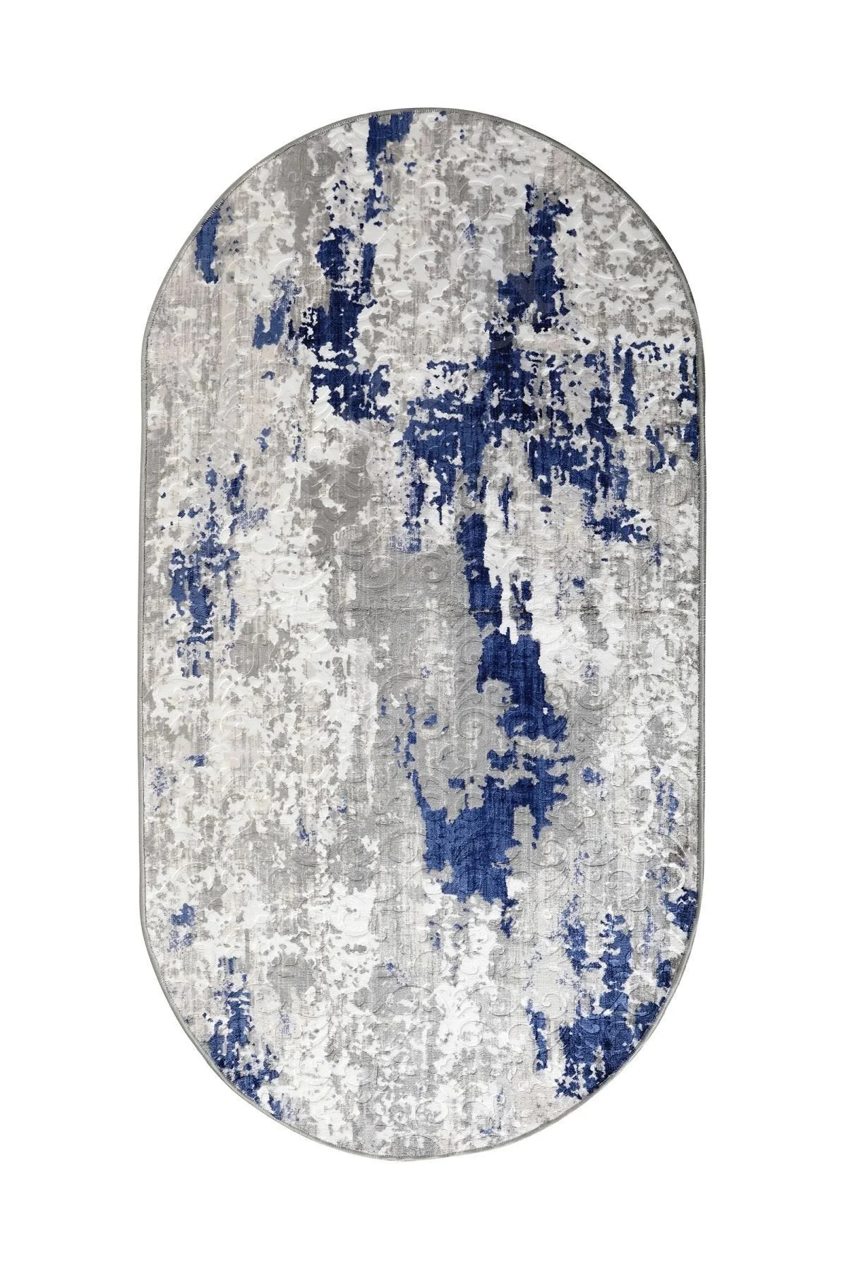 Embos Oval Saçaksız Halı Açık Lacivert Silinebilir Yolluk 200x300 (6 metrekare) Embos Oval Saçaksız Halı Açık Lacivert Silinebilir Yolluk 200x300 (6 metrekare)