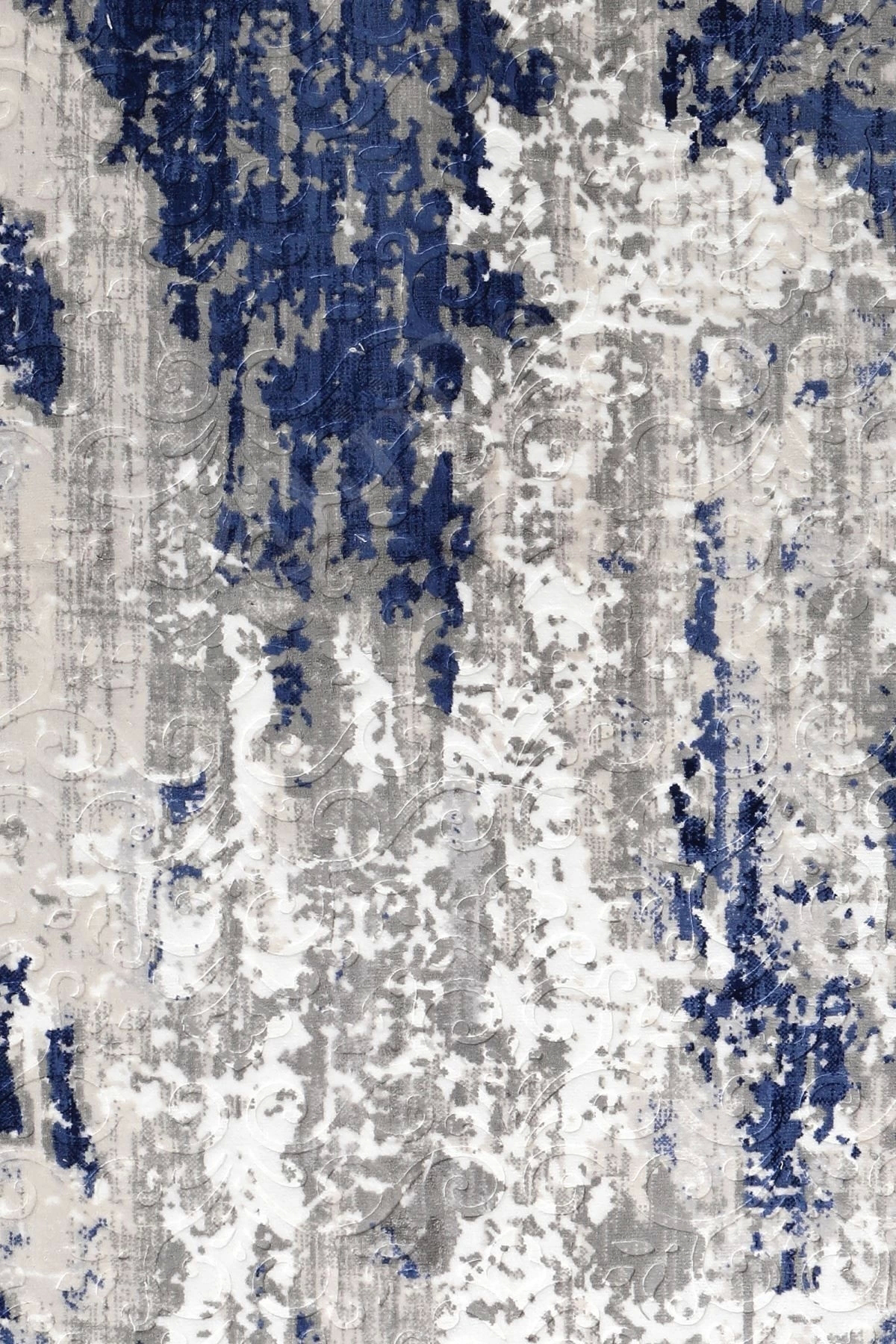Embos Saçaklı Halı Açık Lacivert Silinebilir 60x800
