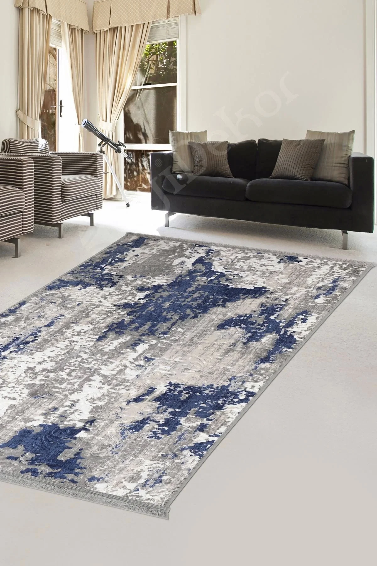 Embos Saçaklı Halı Açık Lacivert Silinebilir 60x800 Embos Saçaklı Halı Açık Lacivert Silinebilir 60x800