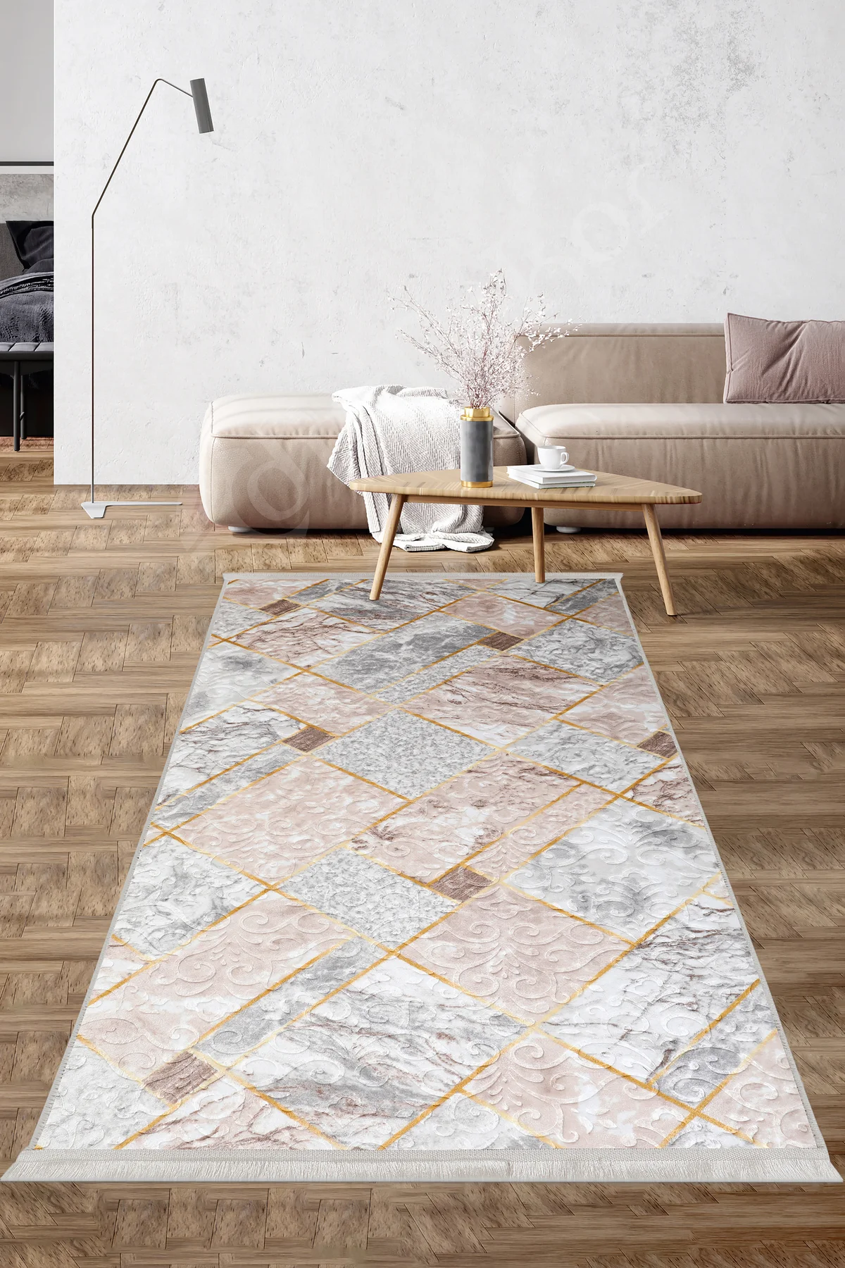 Embos Saçaklı Halı Açık VİZON Silinebilir 60x200 Embos Saçaklı Halı Açık VİZON Silinebilir 60x200