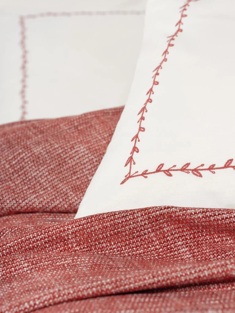 Embrova Şönil Çift Kişilik Yatak Örtüsü/Pike Takımı Loom Bordo