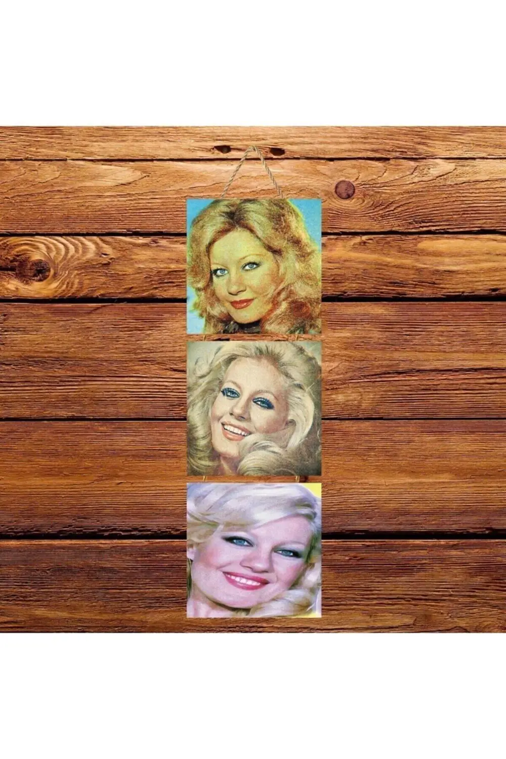 Emel Sayın Üçlü Retro Ahşap Poster Ü117