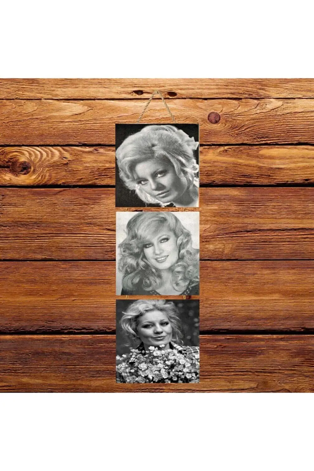 Emel Sayın Üçlü Retro Ahşap Poster Ü122