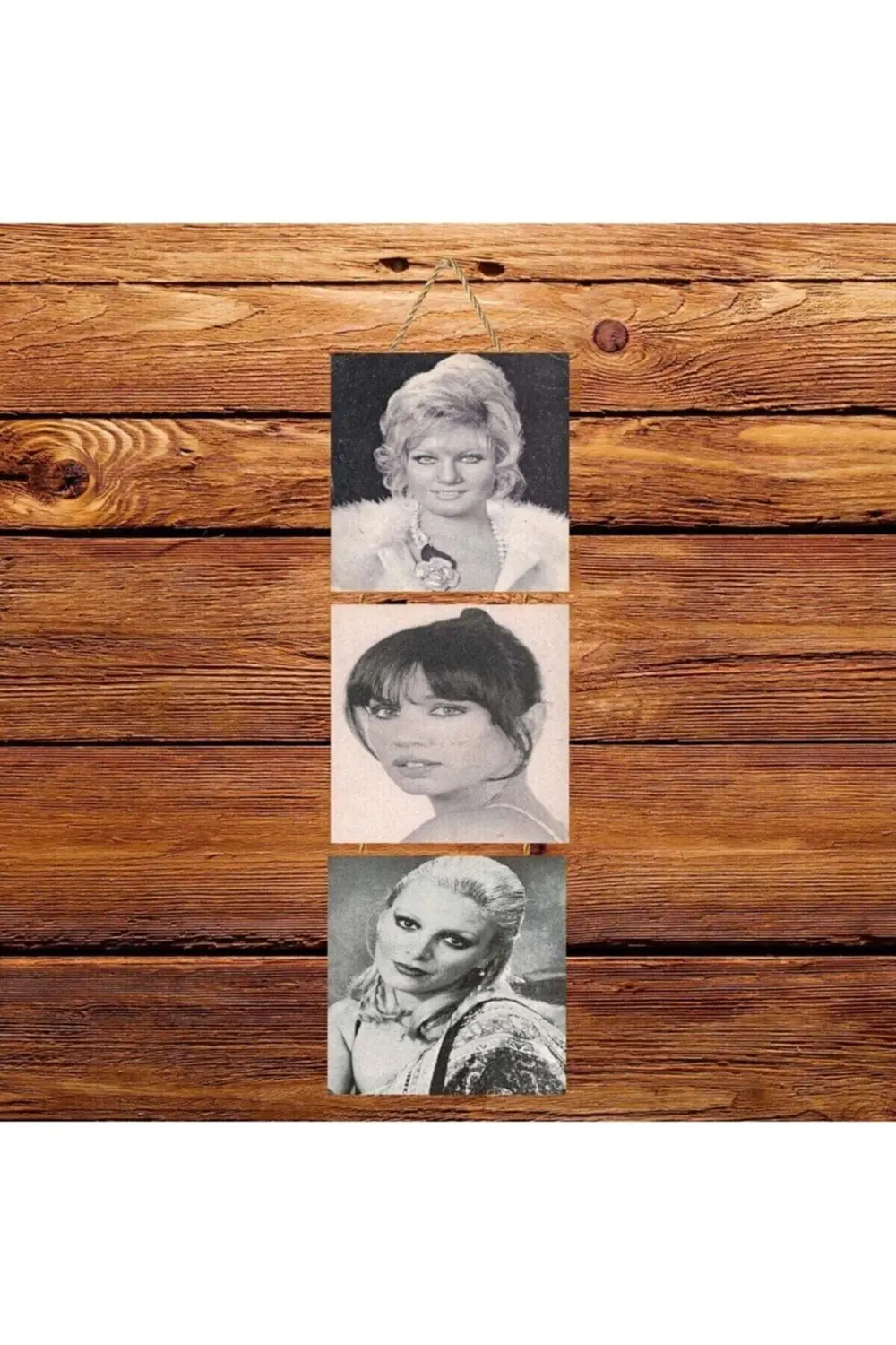 Emel Sezen Ajda Üçlü Retro Ahşap Poster Ü124