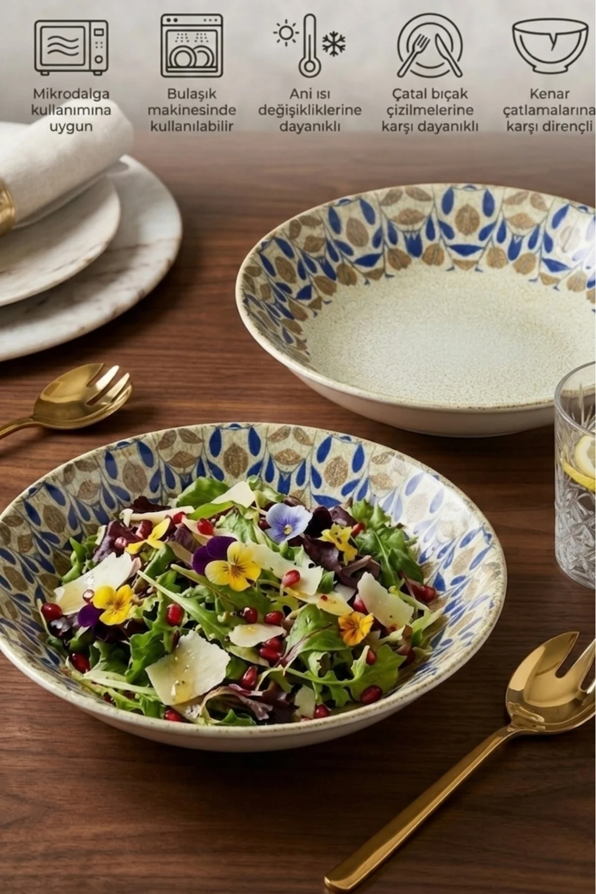 Emerald Pergamon Çukur Salata Makarna Tabağı 26 cm 2 Adet Profesy