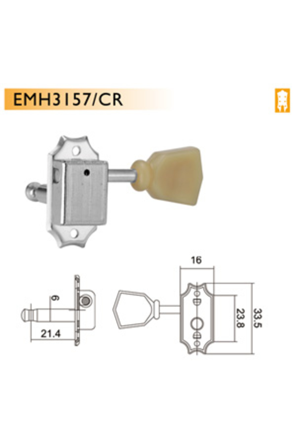 Valencia Emh3157crr3l3 Elektro Gitar Burgusu, 6'Li Set, 3 Sağ+3 Sol, Krom