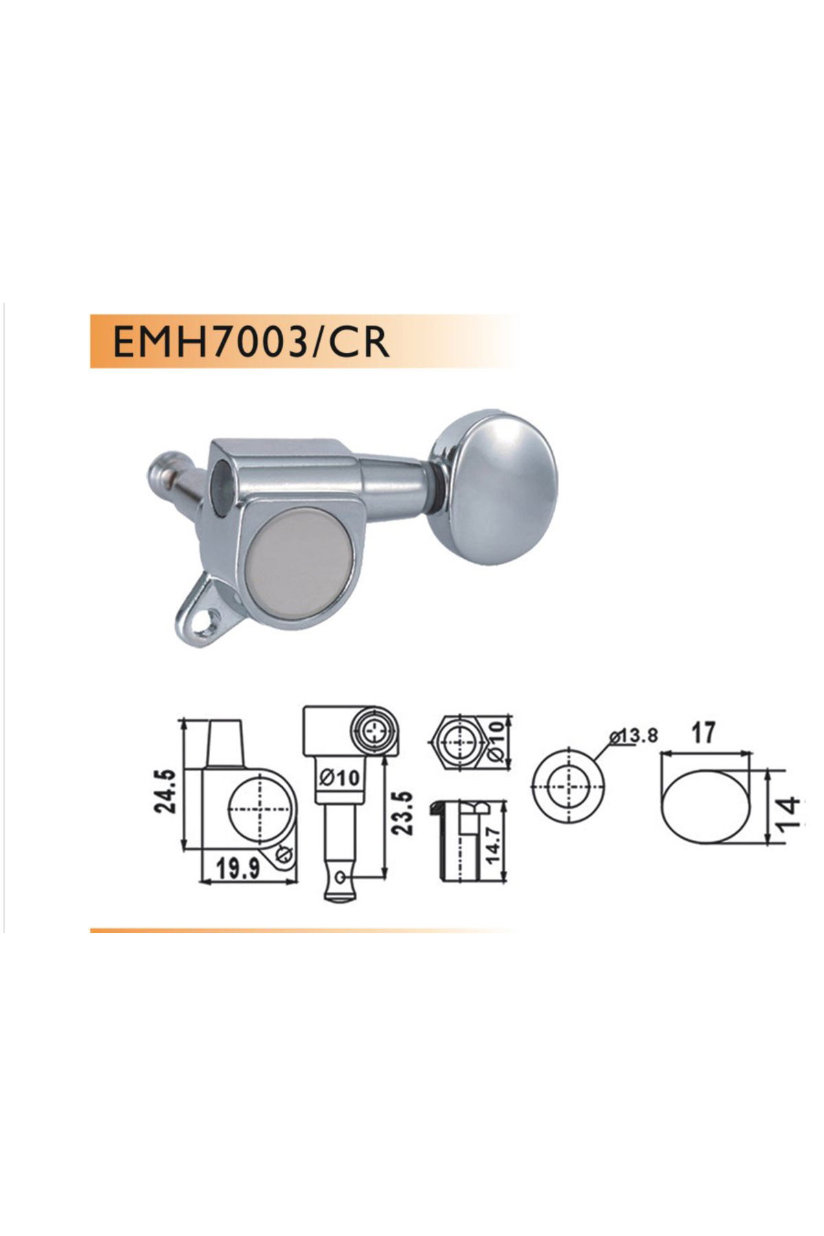 Valencia Emh7003crr6 Elektro Gitar Burgusu, 6'Li Set, Sağ, Krom, Yuvarl El