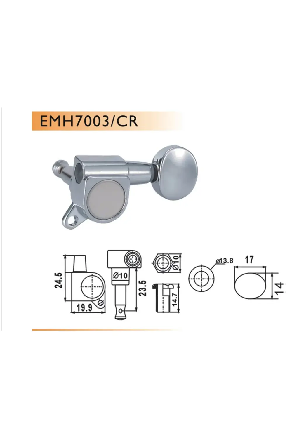 EMH7003CRR6 ELEKTRO GİTAR BURGUSU, 6'LI SET, SAĞ, KROM, YUVARL EL