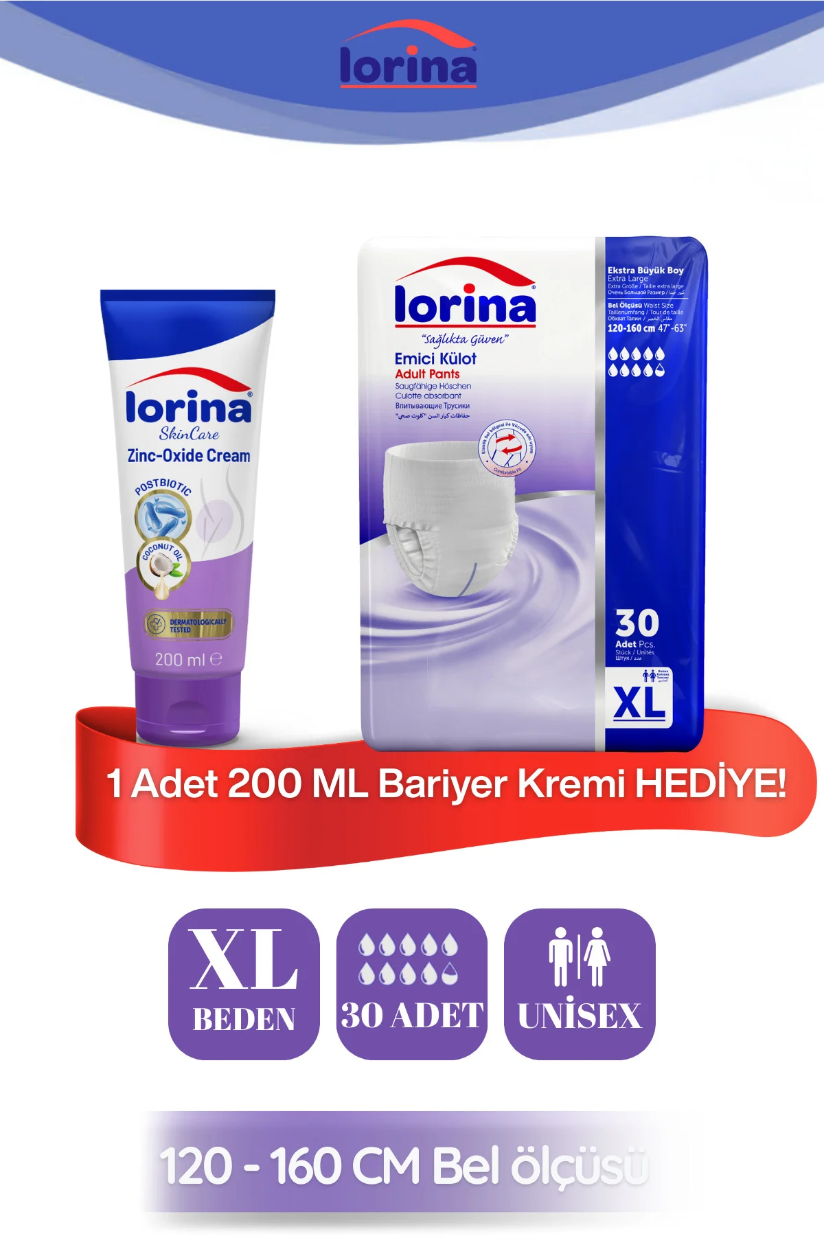 Emici Külot Hasta Bezi Xlarge 30 Adet - 200 ML Bariyer Kremi Hedi