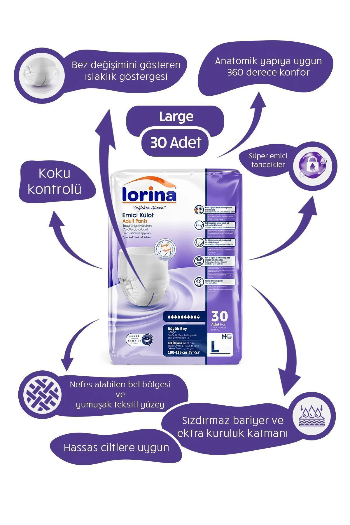 Emici Külot Hasta Bezi Large 30 Adet - 200 ML Bariyer Kremi Hediy