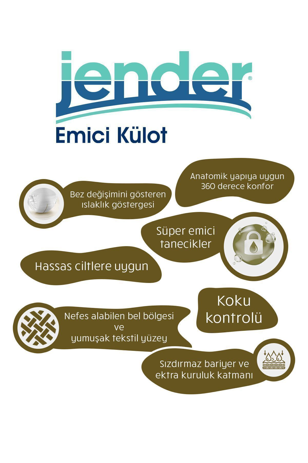 Jender Emici Külot Yetişkin Hasta Bezi Large 30 Adet