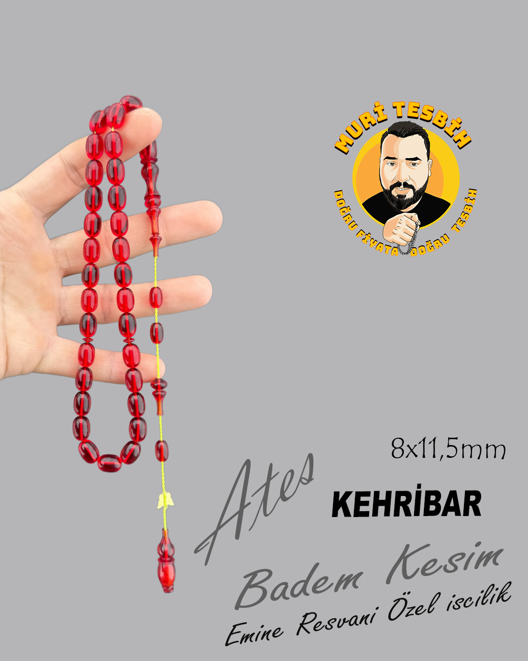 EMİNE REŞVANİ ATEŞ KEHRİBAR BADEM KESİM 8X11,50 EMİNE REŞVANİ ATEŞ KEHRİBAR BADEM KESİM 8X11,50