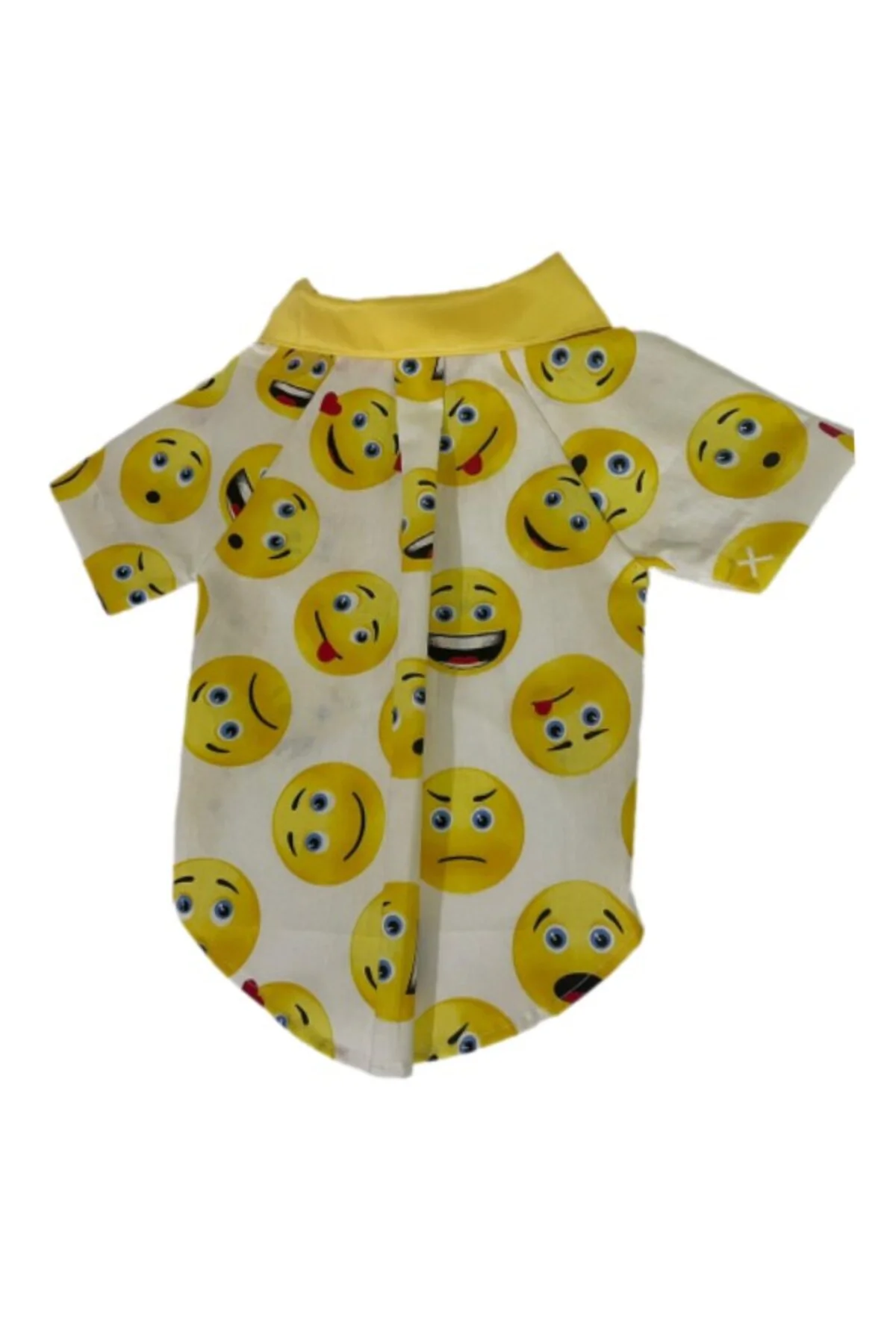 Emoji Desenli Kırmızı Papyonlu Beyaz Kedi Köpek Kıyafeti Elbisesi