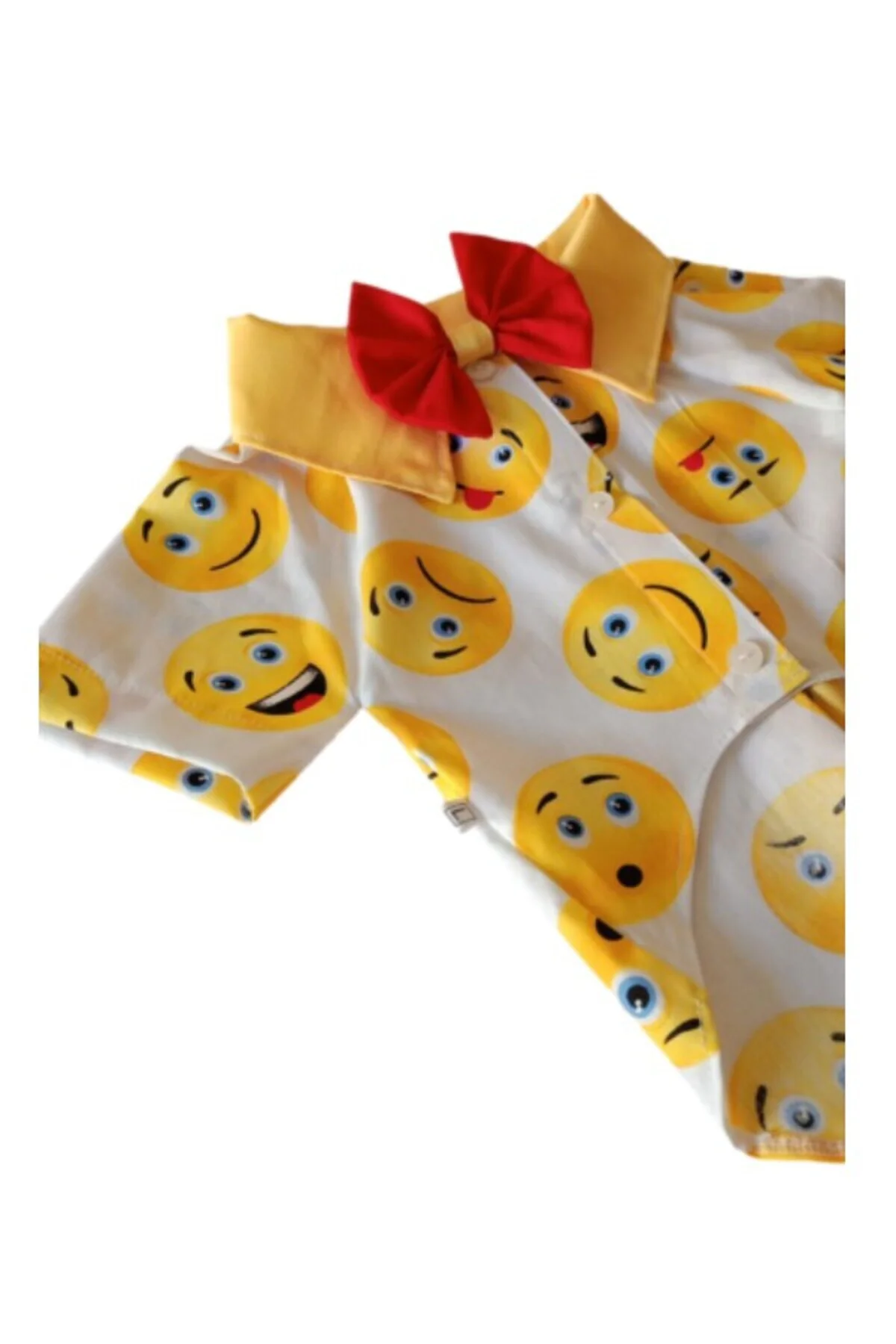 Emoji Desenli Papyonlu Beyaz Kedi Köpek Kıyafeti Elbisesi Large/l/beden 3