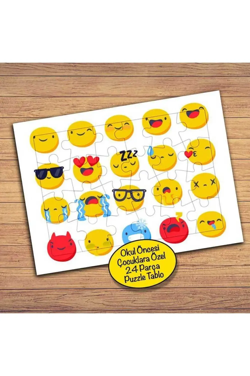 Emoji Smiley Surat Kolyajı 24 Parça Çocuklara Özel Yapboz Tablo-8