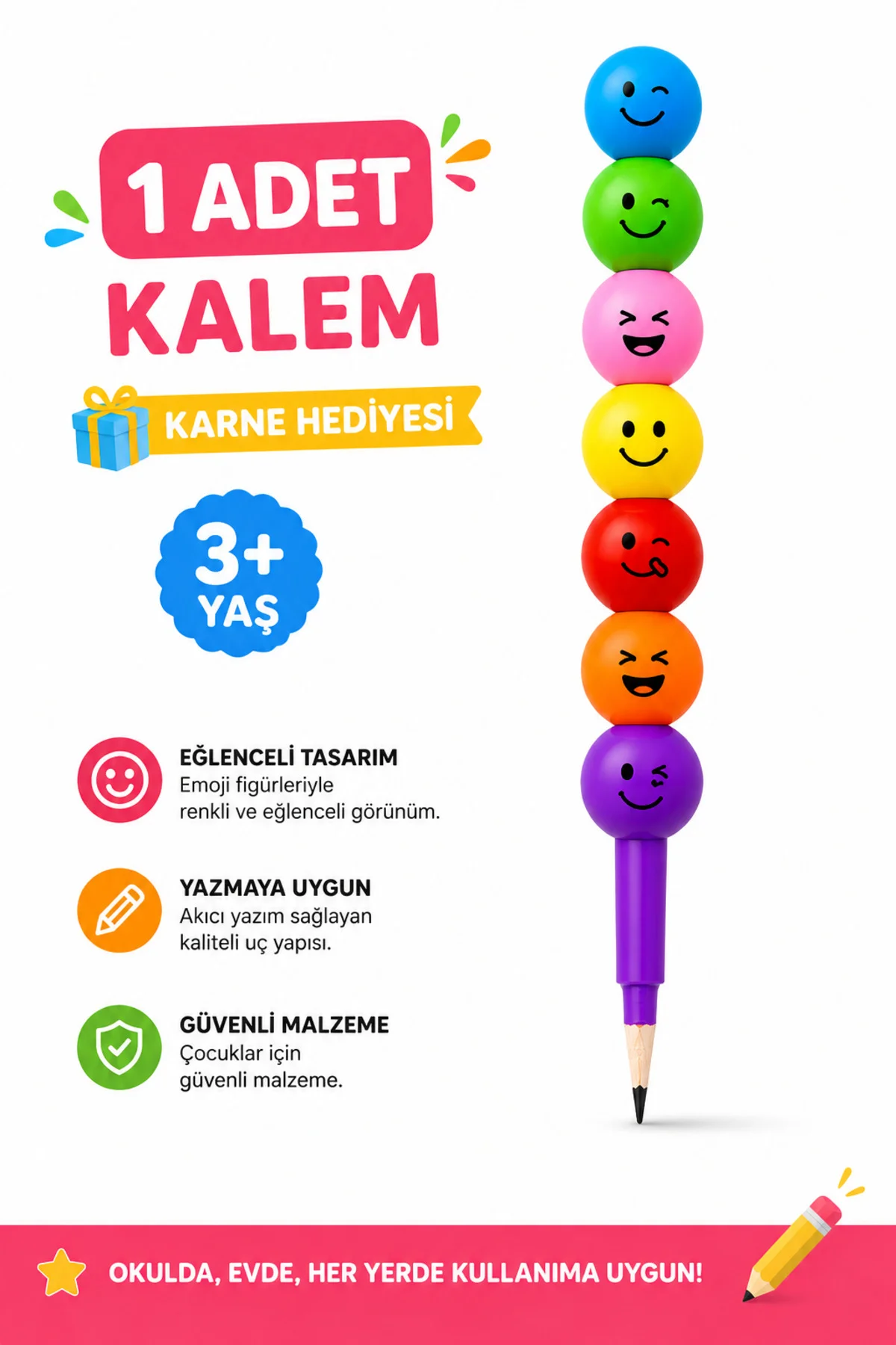 Emoji Yumurtlayan Kurşun Kalem Karne Hediyesi Çocuk Okul Kalemi Eğlenceli Hediyelik Kalem (1 ADET) Fiyatı, Yorumları ve Özellikleri