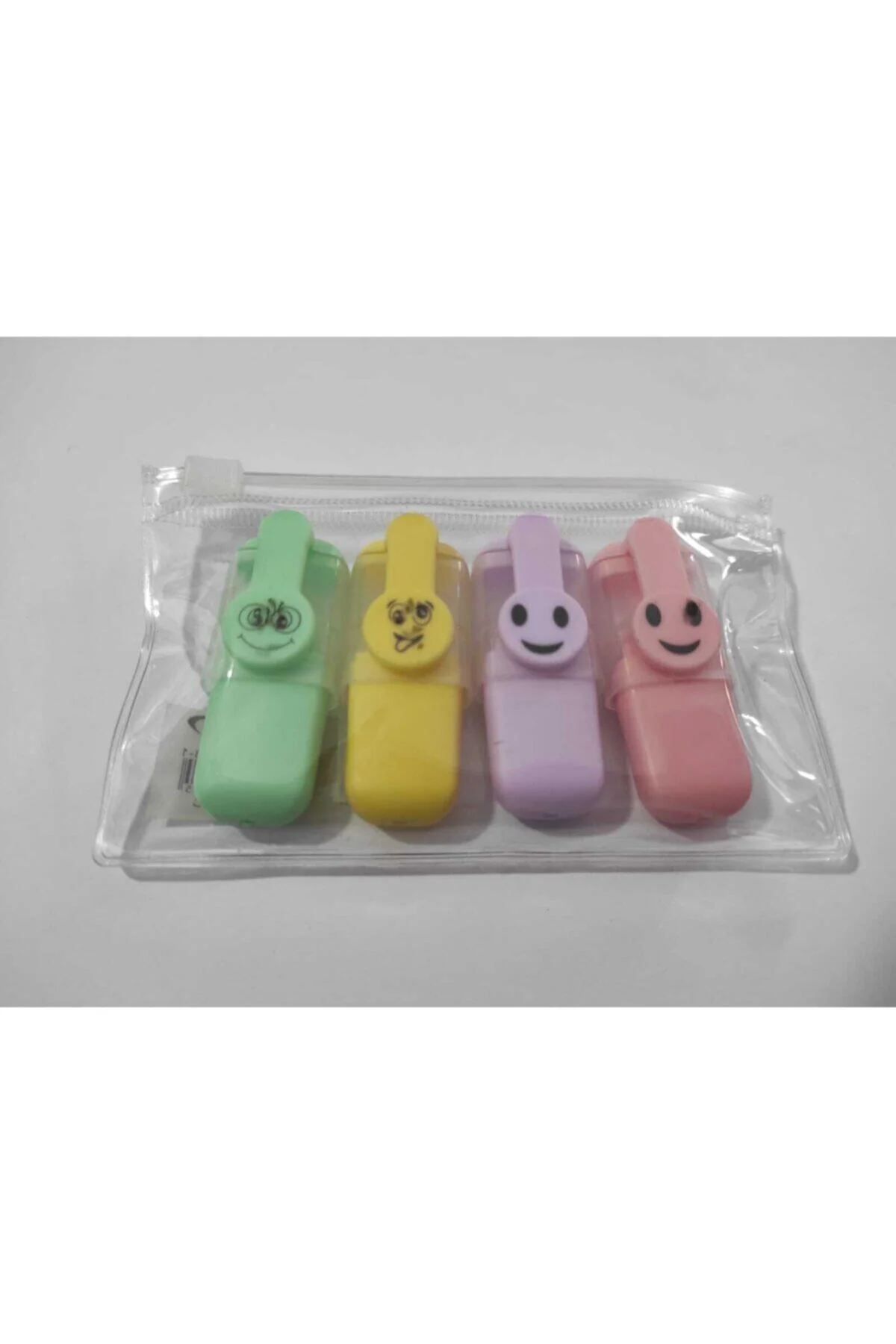 Emojili 4'lü Fosforlu Kalem Seti (PASTEL RENKLER) F.k