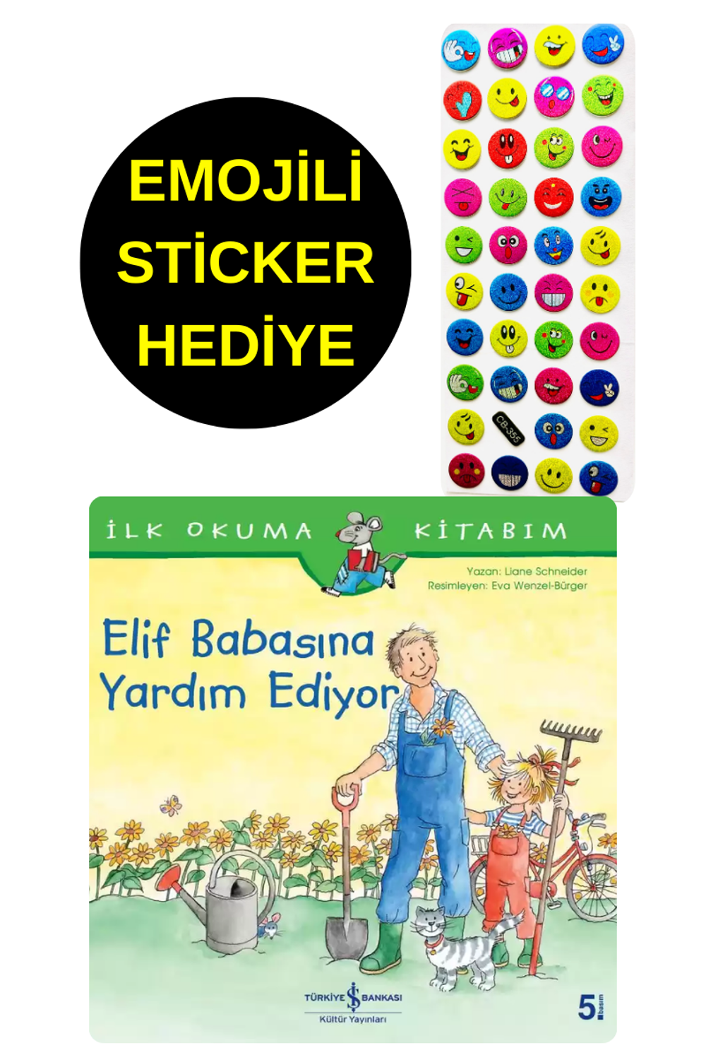 EMOJİLİ  STİCKER HEDİYE  - OKUL ÖNCESİ RESİMLİ KİTAPLAR  - ELİF B