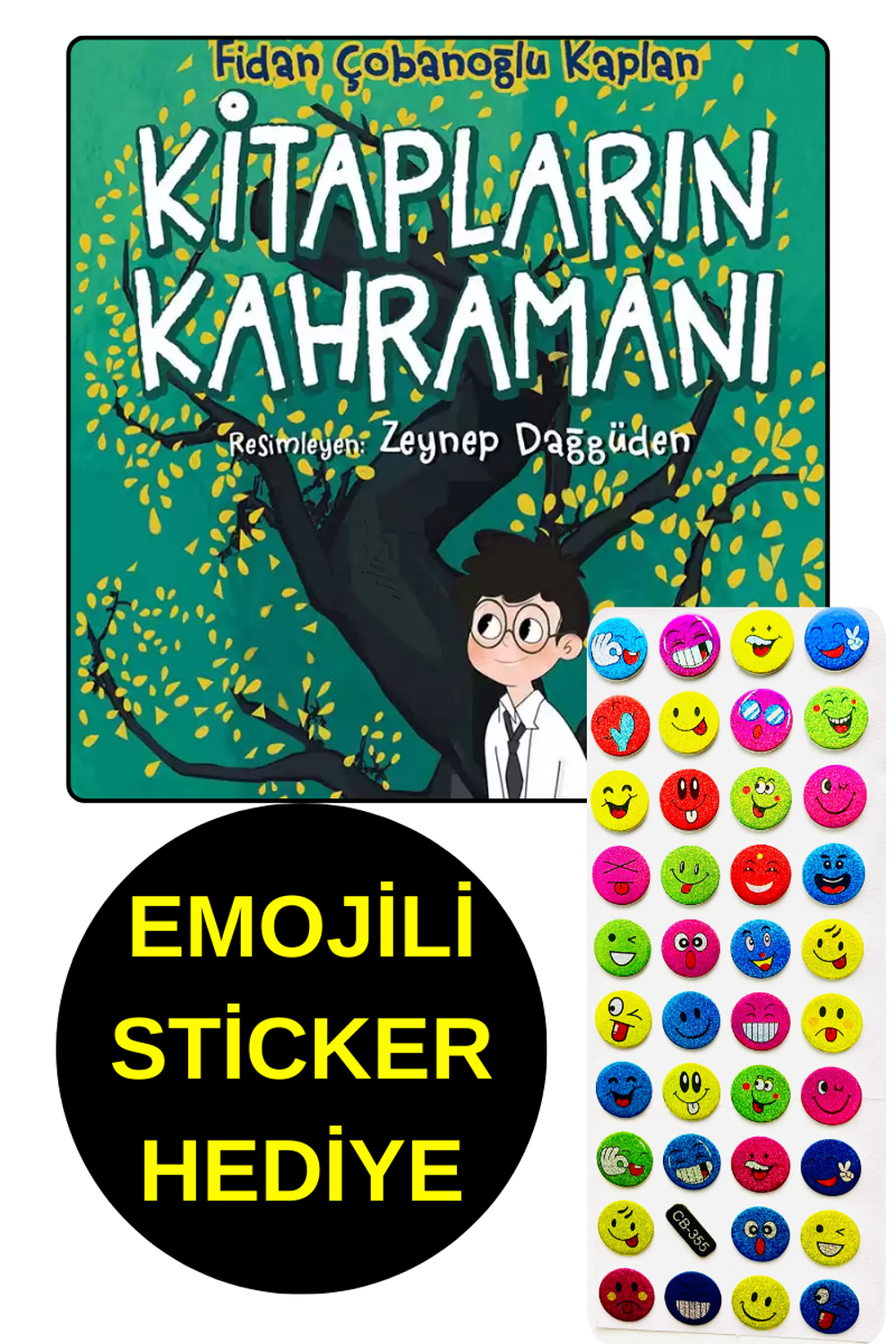 EMOJİLİ  STİCKER HEDİYE  - OKUL ÖNCESİ RESİMLİ KİTAPLAR - KİTAPLA