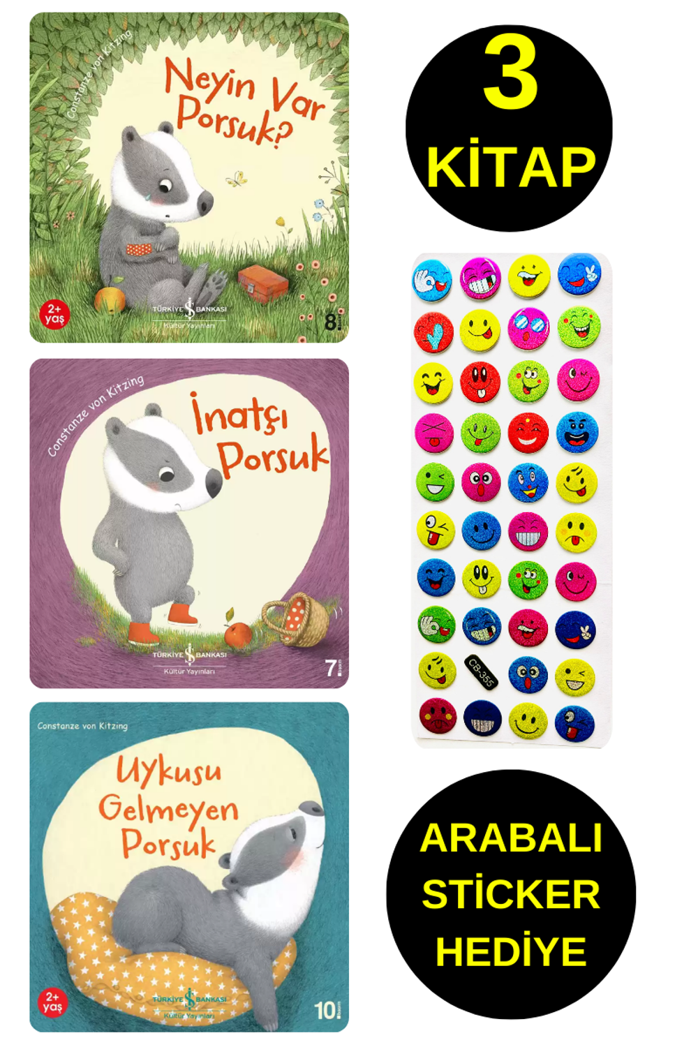 EMOJİLİ  STİCKER HEDİYE  - OKUL ÖNCESİ RESİMLİ KİTAPLAR  - PORSUK