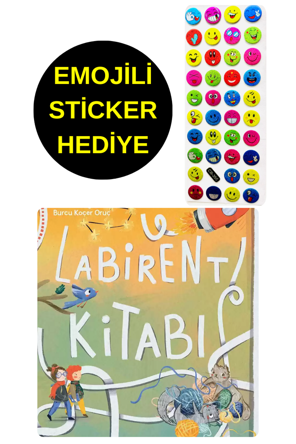 EMOJİLİ  STİCKER HEDİYE  - OKUL ÖNCESİ RESİMLİ KİTAPLAR  - LABİRE