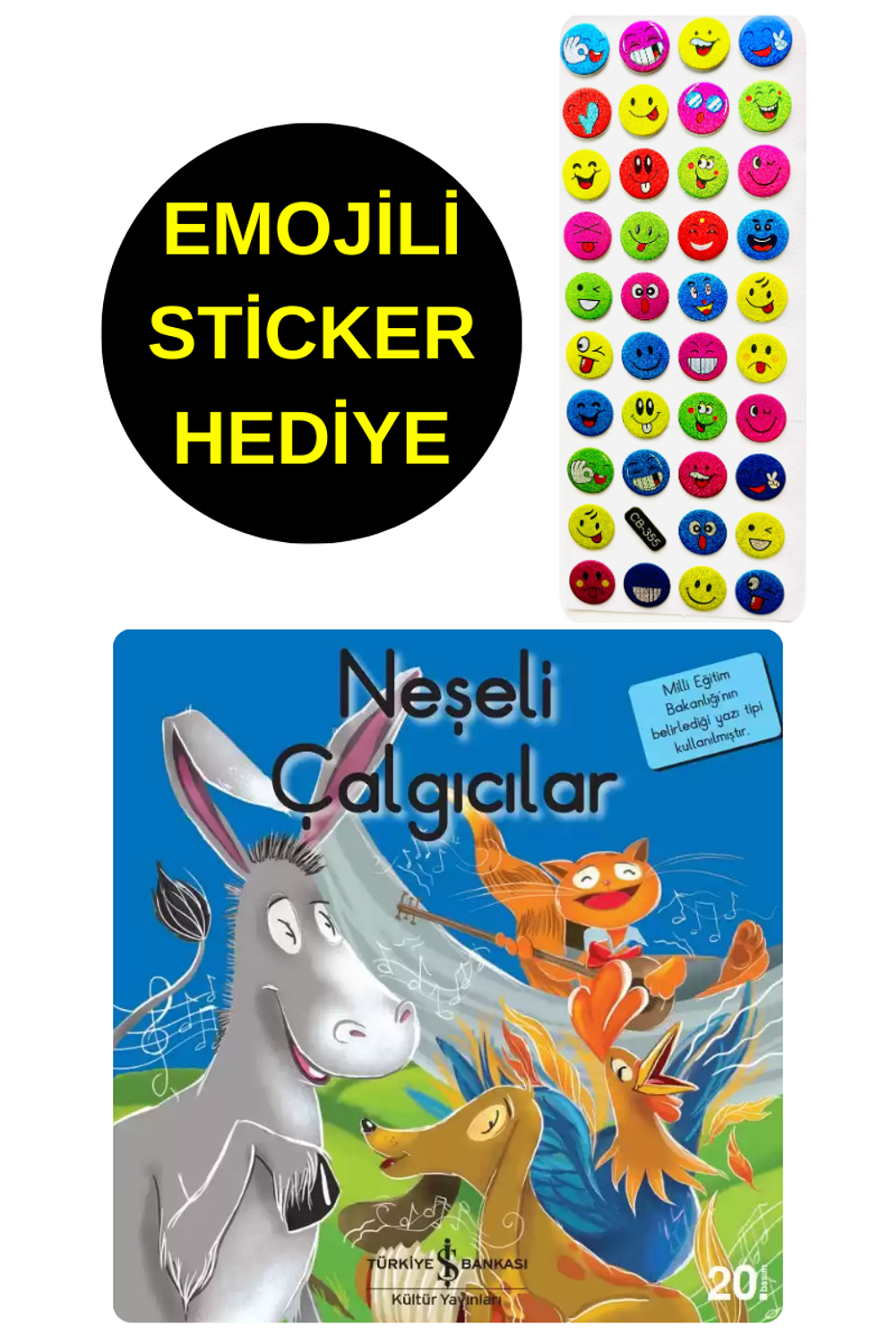 EMOJİLİ  STİCKER HEDİYE  - OKUL ÖNCESİ RESİMLİ KİTAPLAR  - NEŞELİ