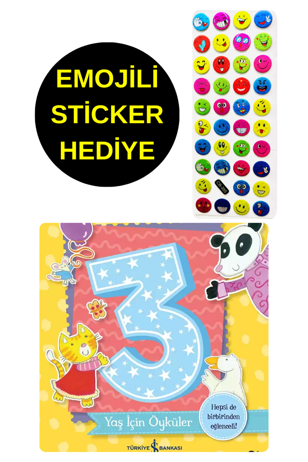 EMOJİLİ  STİCKER HEDİYE  - OKUL ÖNCESİ RESİMLİ KİTAPLAR  - 3 YAŞ 