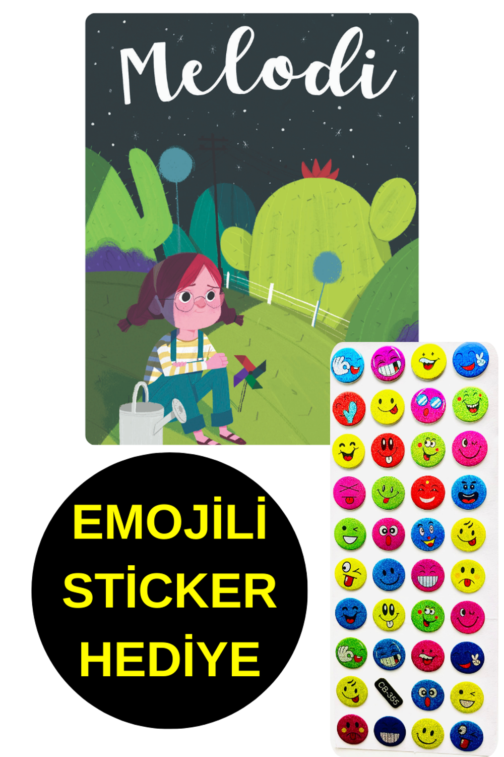 EMOJİLİ  STİCKER HEDİYE  - OKUL ÖNCESİ RESİMLİ KİTAPLAR  - MELODİ