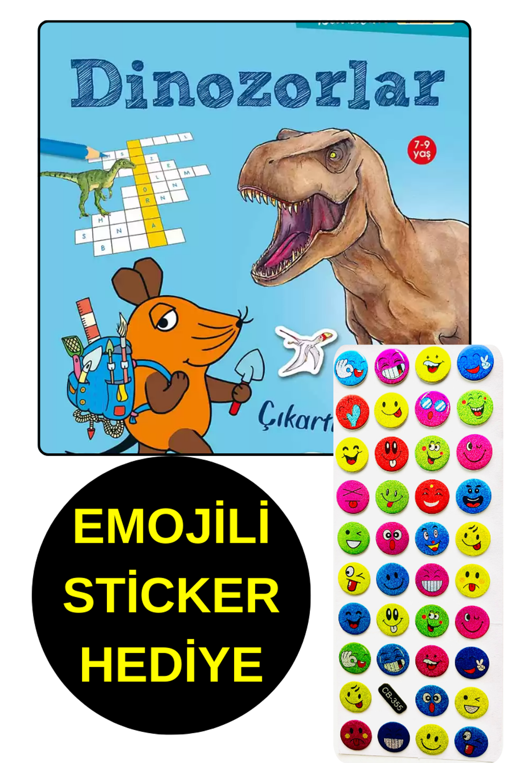 EMOJİLİ  STİCKER HEDİYE  - OKUL ÖNCESİ RESİMLİ KİTAPLAR -  DİNOZO