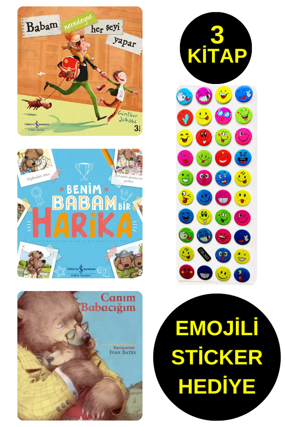 EMOJİLİ  STİCKER HEDİYE  - OKUL ÖNCESİ RESİMLİ KİTAPLAR  - BABAM 