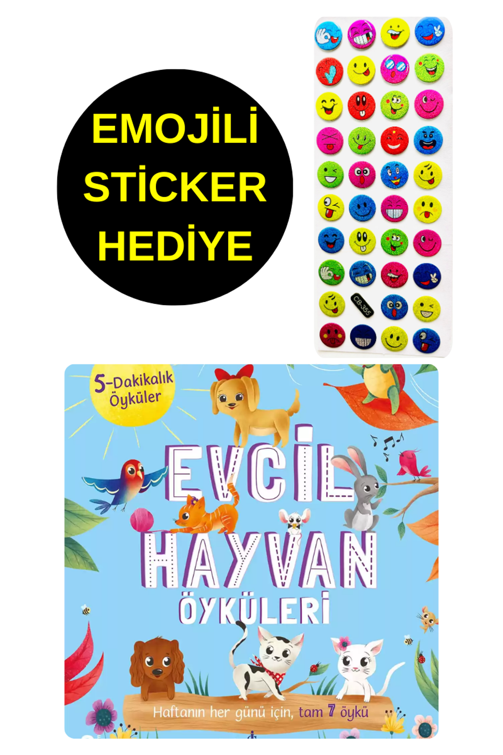EMOJİLİ  STİCKER HEDİYE  - OKUL ÖNCESİ RESİMLİ KİTAPLAR  - EVCİL 