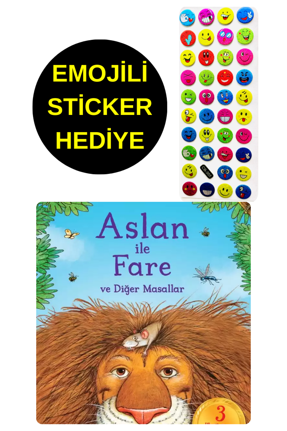 EMOJİLİ  STİCKER HEDİYE  - OKUL ÖNCESİ RESİMLİ KİTAPLAR  - ASLAN 