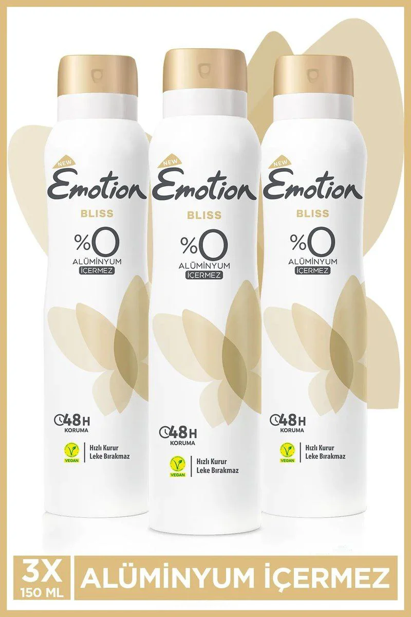 Emotion Bliss Vegan Deodorant 3'lü Set – Alüminyum İçermez, 48 Saat Koruma Fiyatı, Yorumları ve Özellikleri