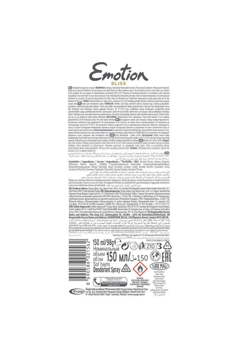 Emotion Bliss Vegan Deodorant 150ml – Alüminsyumsuz, Hızlı Kuruyan, Leke Bırakmaz Fiyatı, Yorumları ve Özellikleri