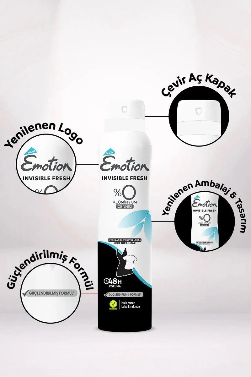 Emotion Invisible Fresh Black & White Deodorant 3'lü - 48 Saat Koruma, Alüminyum İçermez, Vegan, Leke Bırakmaz Fiyatı, Yorumları ve Özellikleri