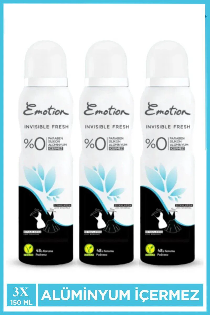 Emotion Invisible Fresh Black & White Deodorant 3'lü - 48 Saat Koruma, Alüminyum İçermez, Vegan, Leke Bırakmaz Fiyatı, Yorumları ve Özellikleri