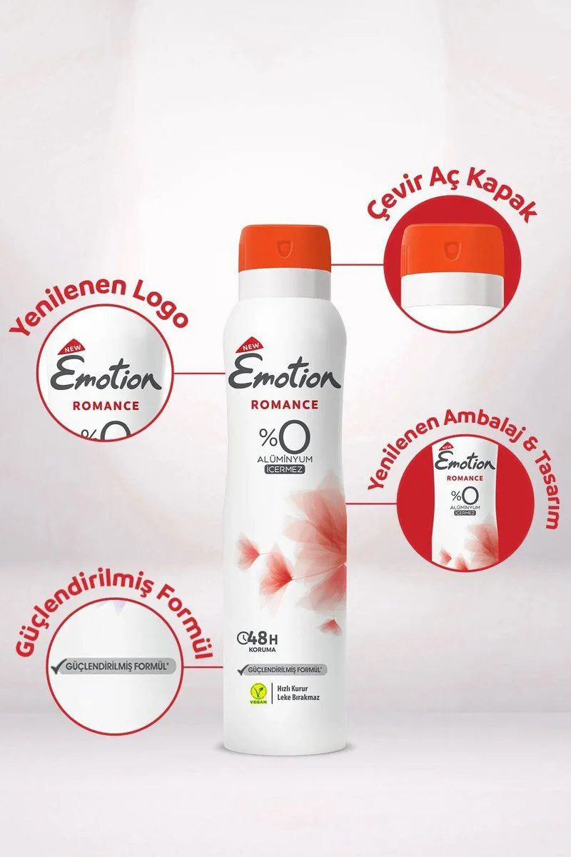 Emotion Romance Vegan Deodorant 3'lü Set – Hızlı Kurur, Leke Bırakmaz, 150 Ml Fiyatı, Yorumları ve Özellikleri