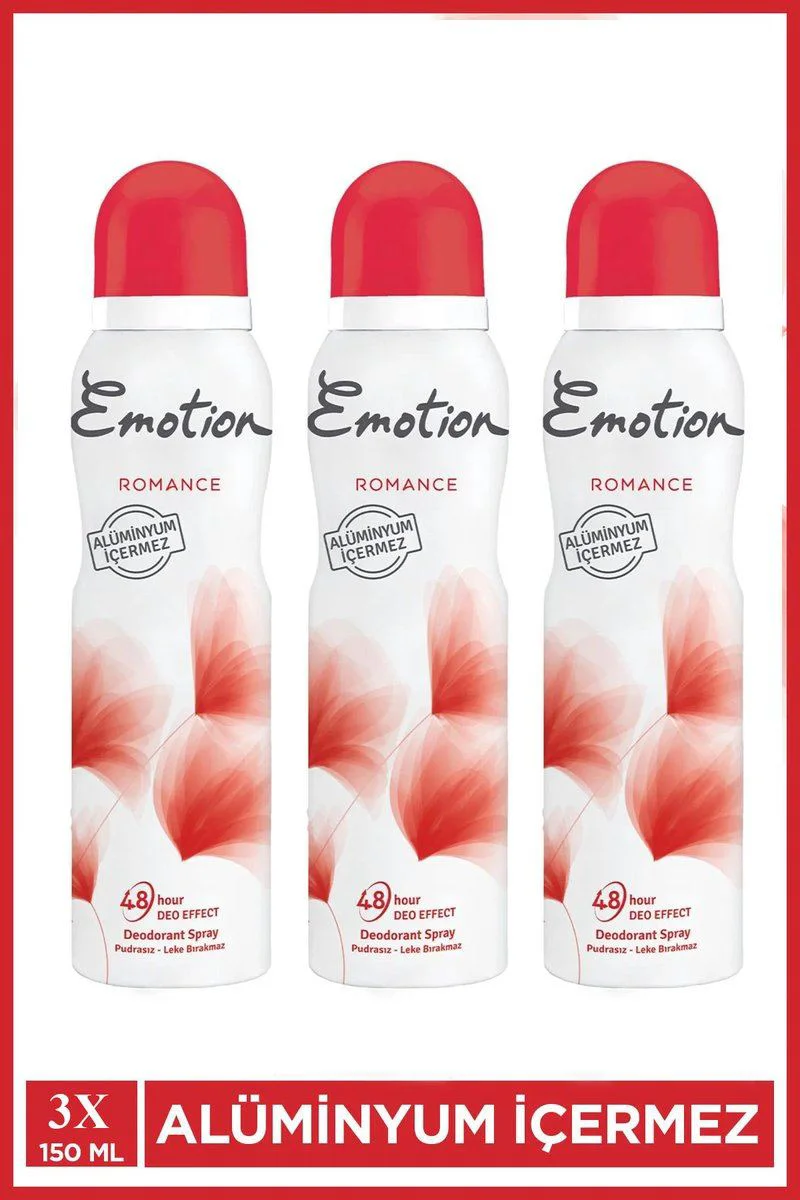 Emotion Romance Vegan Deodorant 3'lü Set – Hızlı Kurur, Leke Bırakmaz, 150 Ml Fiyatı, Yorumları ve Özellikleri