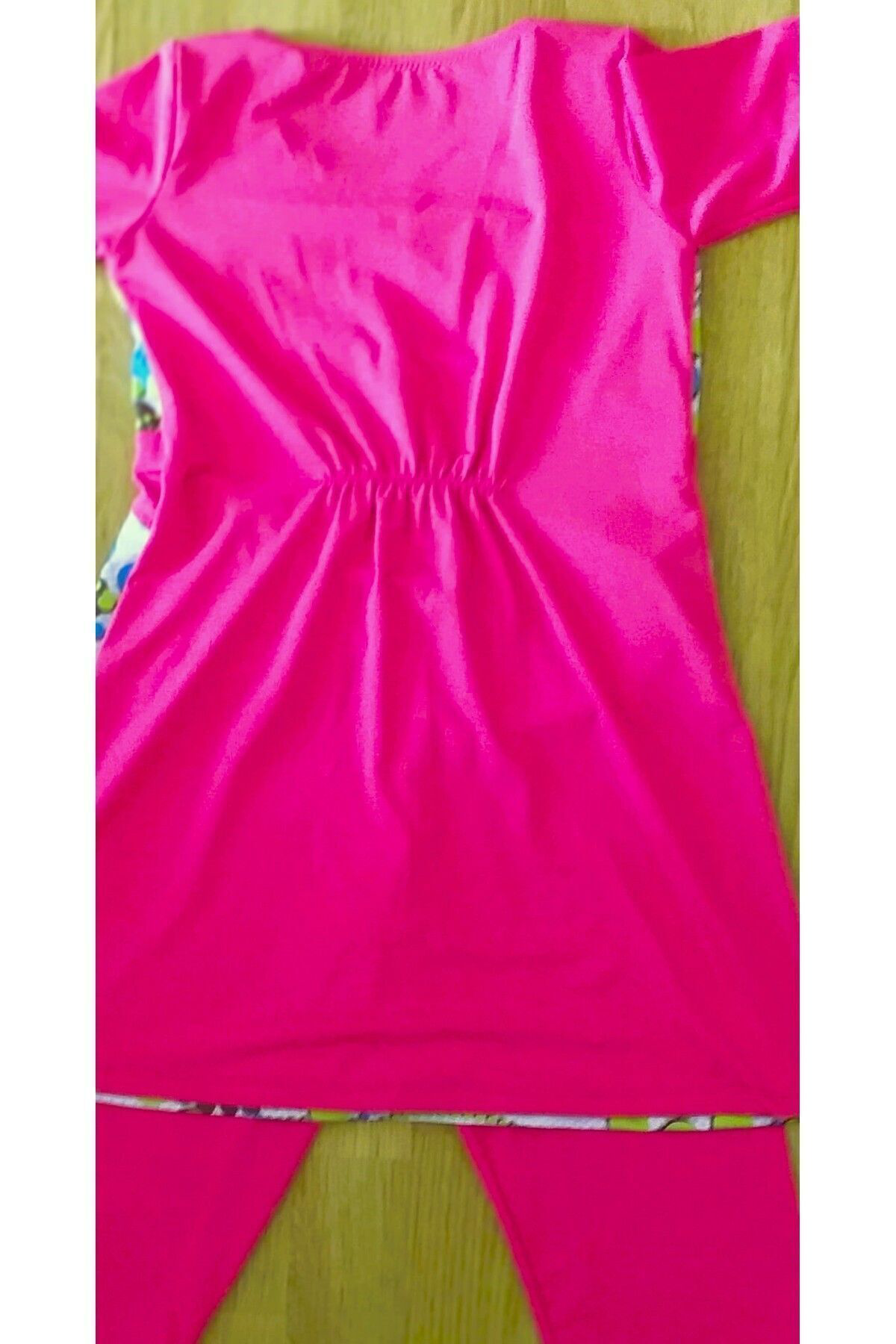 Asmay Emprime Kiz Çocuk Kisa Kol Kisa Taytli Mayo Fuşya Pembe