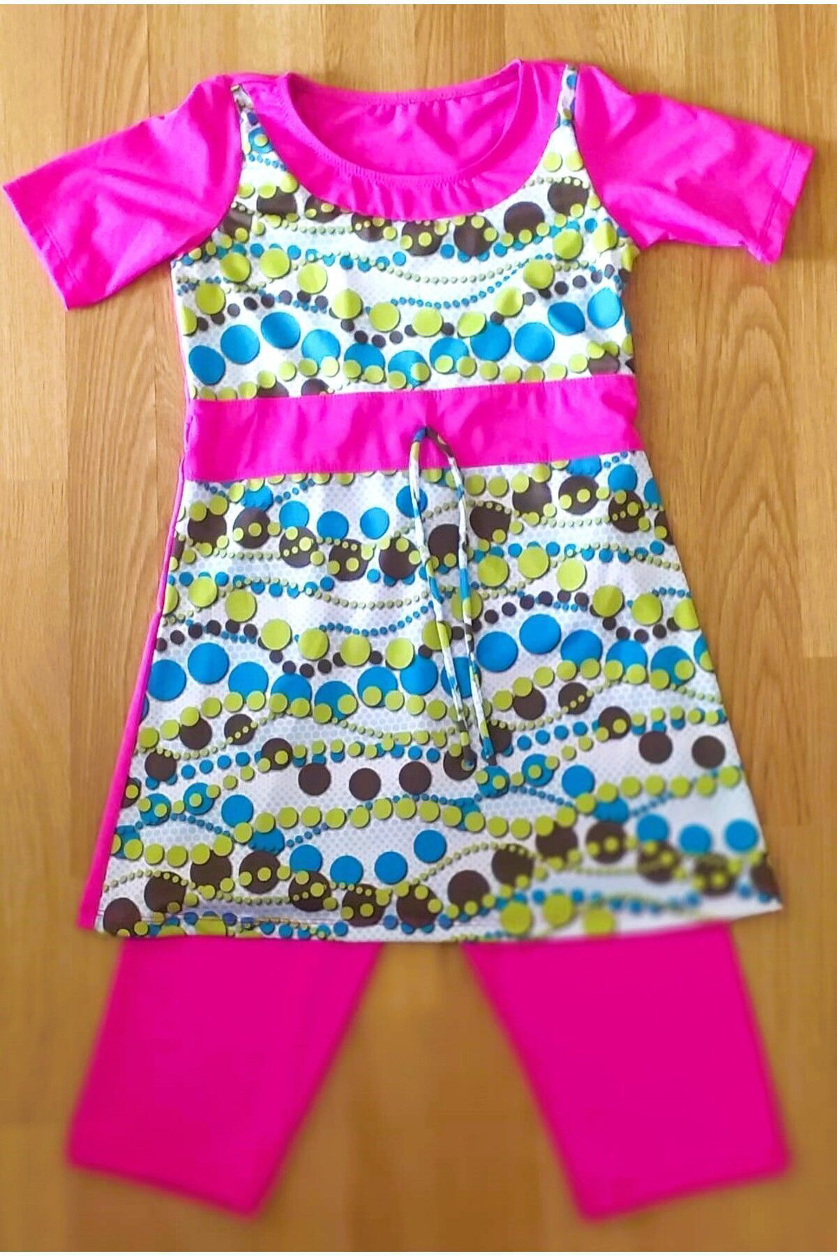 Asmay Emprime Kiz Çocuk Kisa Kol Kisa Taytli Mayo Fuşya Pembe