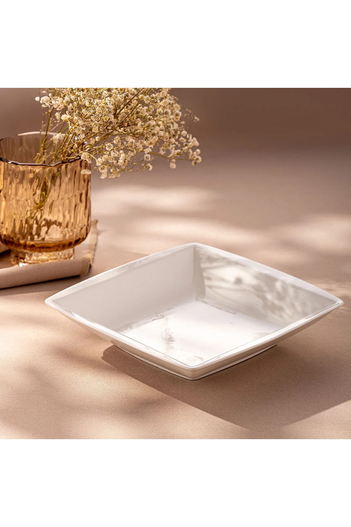 Emsan Pamukkale Kare Çukur Tabak 21 Cm