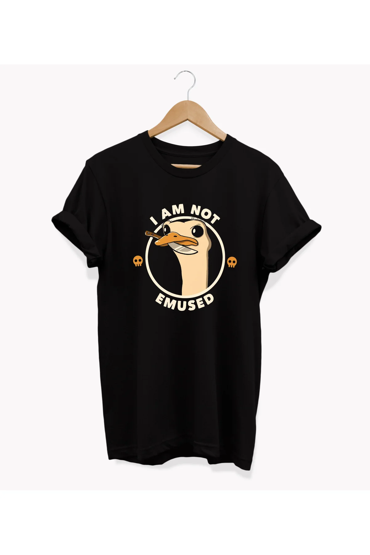 , Emu Baskılı, %100 Pamuk, Bisiklet Yaka, Oversize T-shirt, Büyük