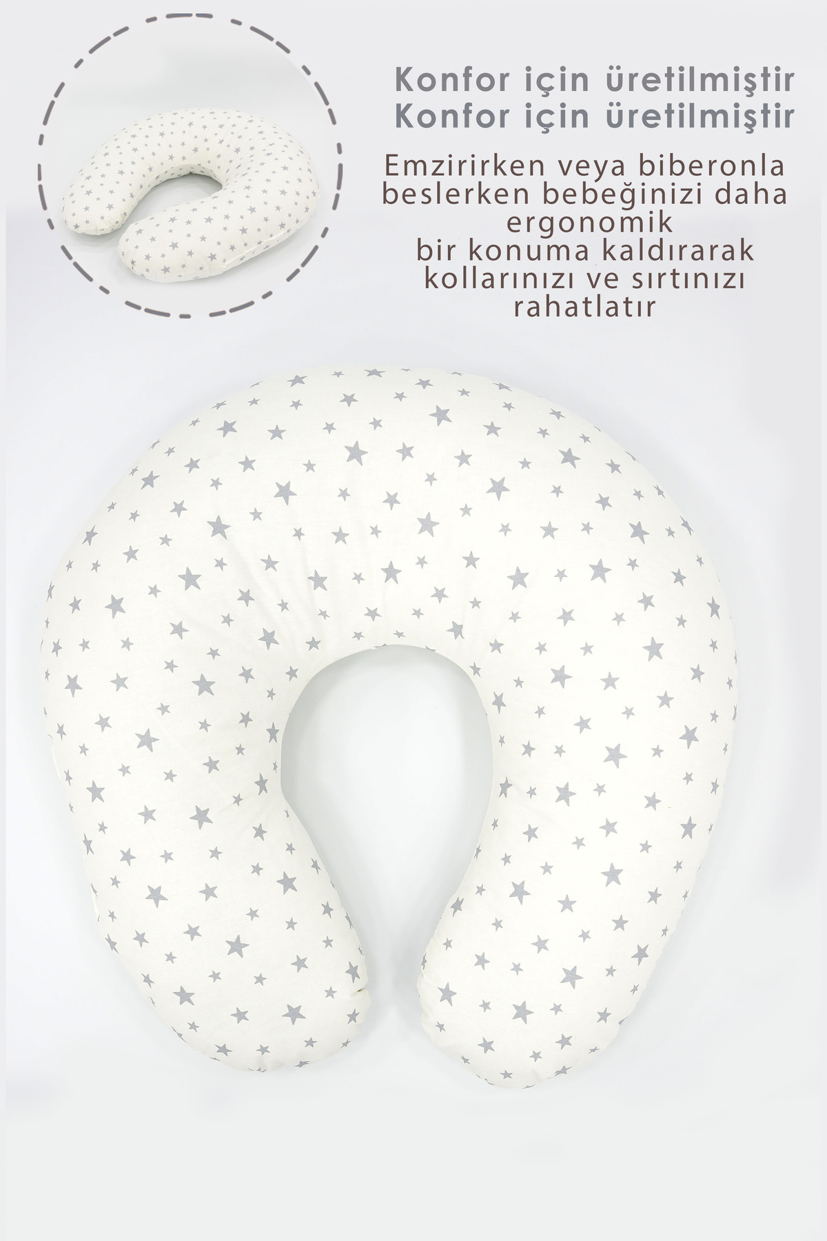 Mordesign Emzirme Yastığı, Bebek Destek Minderi, Hamile Yastığı Pamuklu Kum