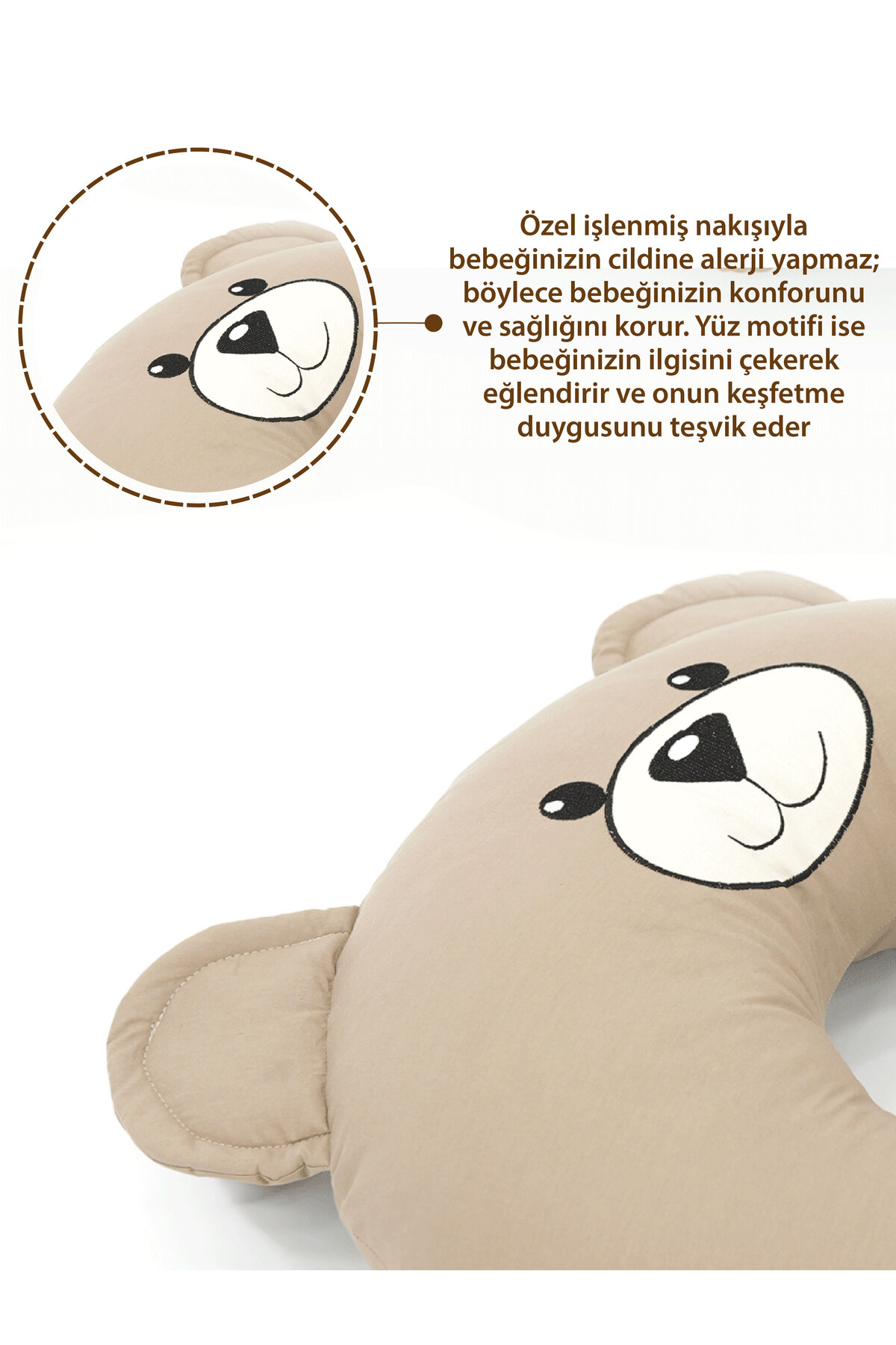 Mordesign Emzirme Yastığı Bebek Destek Minderi Hamile Yastığı Pamuk Kumaş M