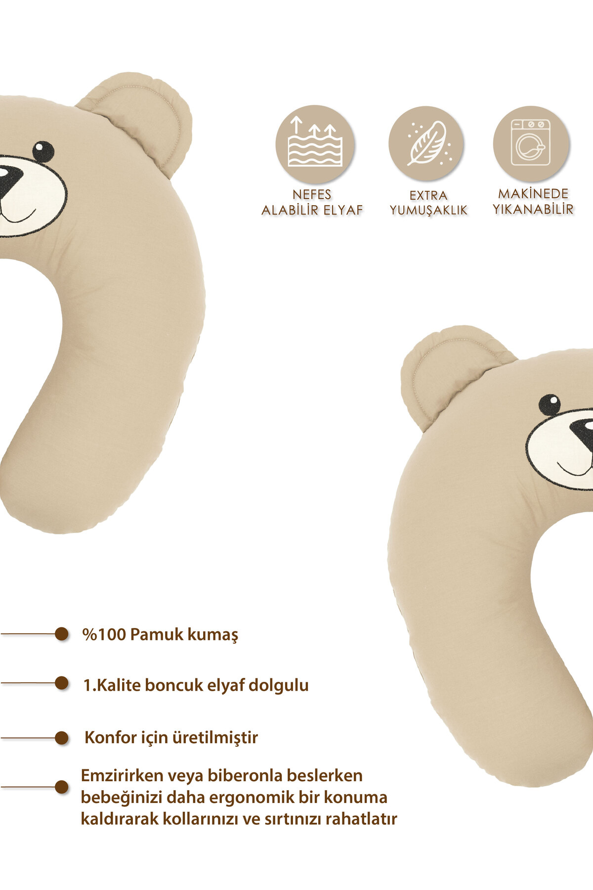 Mordesign Emzirme Yastığı Bebek Destek Minderi Hamile Yastığı Pamuk Kumaş M