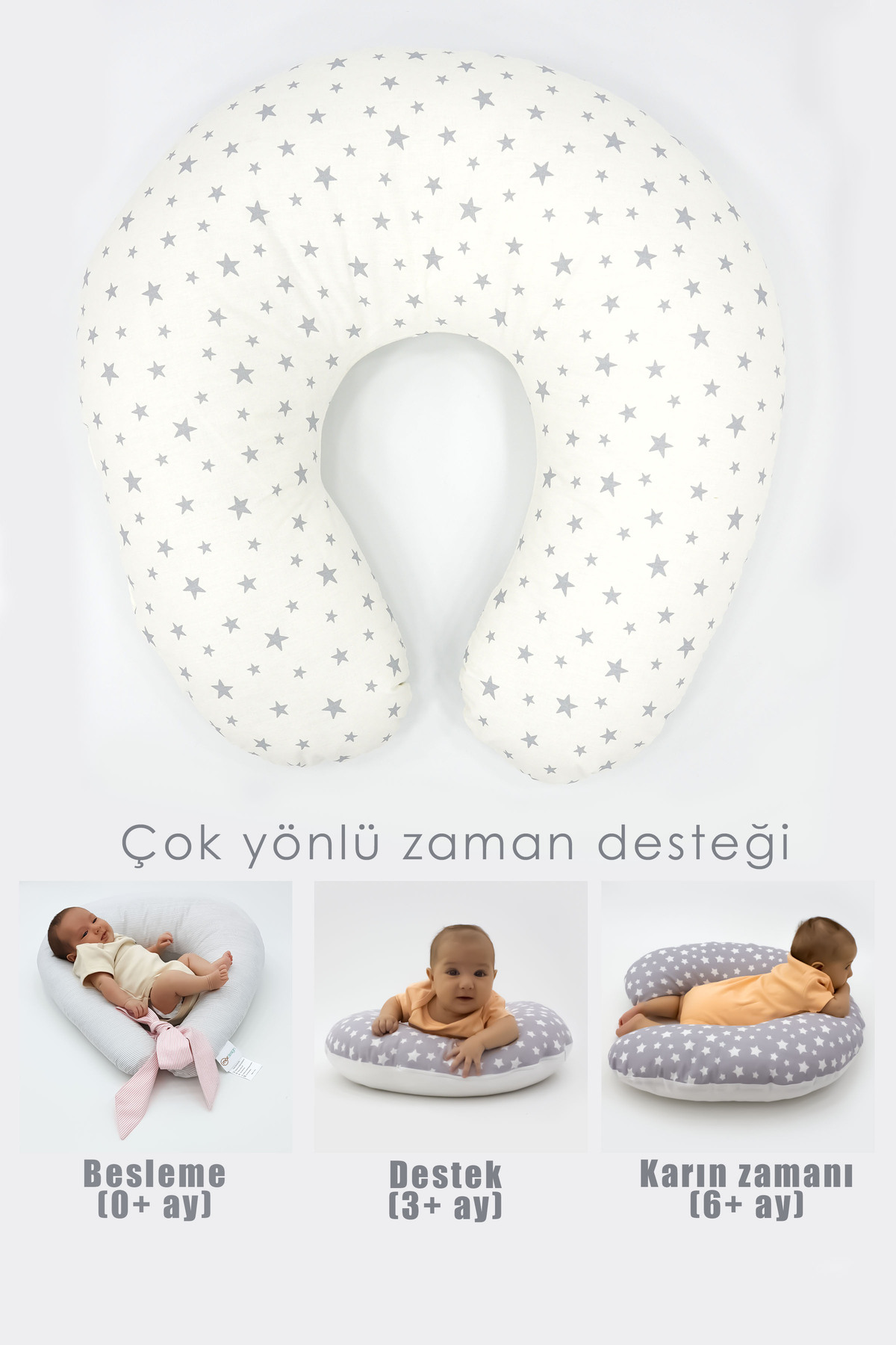Mordesign Emzirme Yastığı, Bebek Destek Minderi, Hamile Yastığı Pamuklu Kum