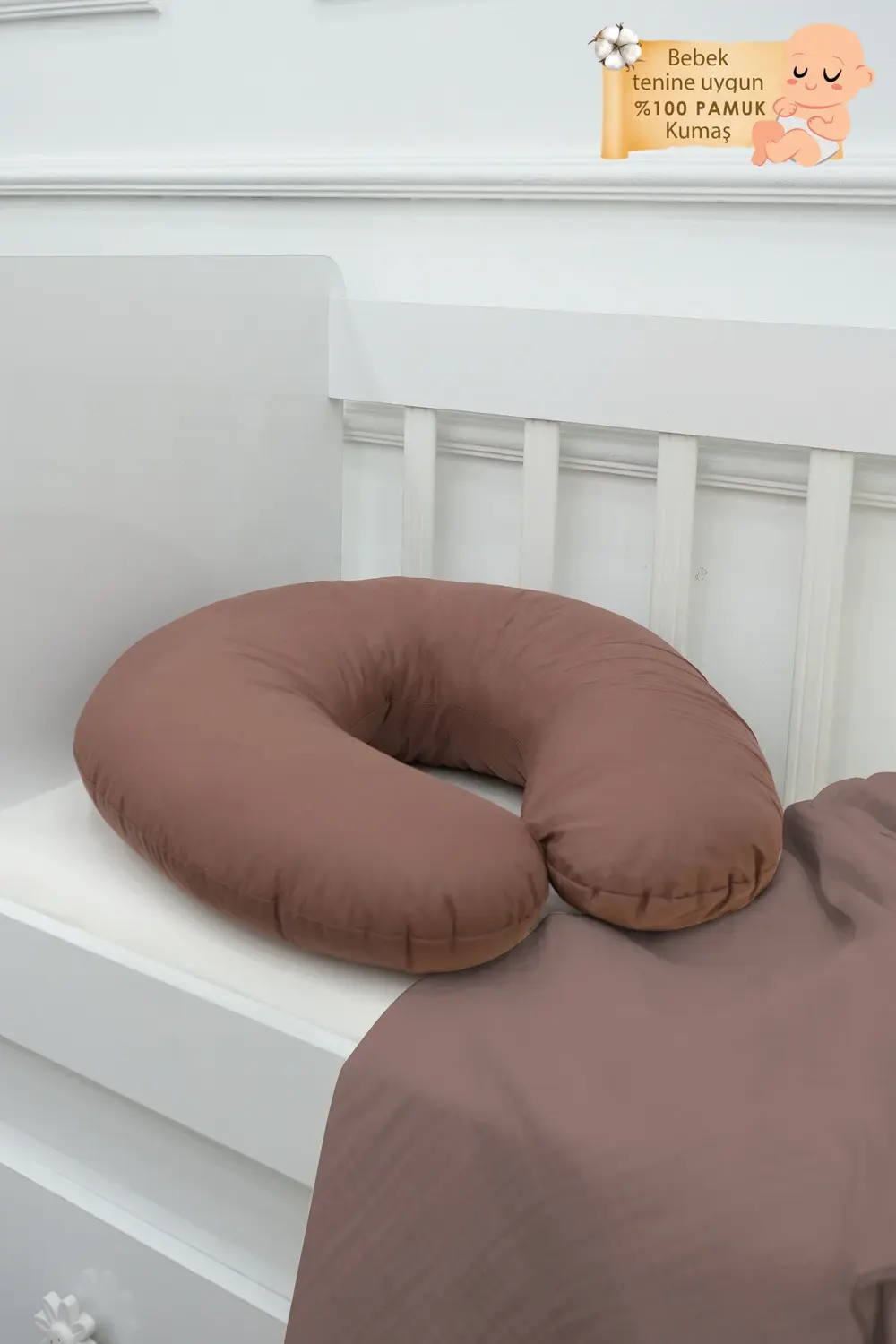 Mordesign Emzirme Yastığı, Bebek Destek Minderi, Hamile Yastığı Pamuklu Kum