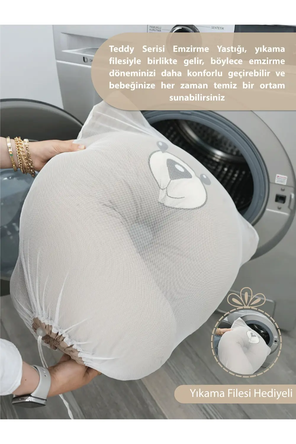 Mordesign Emzirme Yastığı Bebek Destek Minderi Hamile Yastığı Pamuk Kumaş M