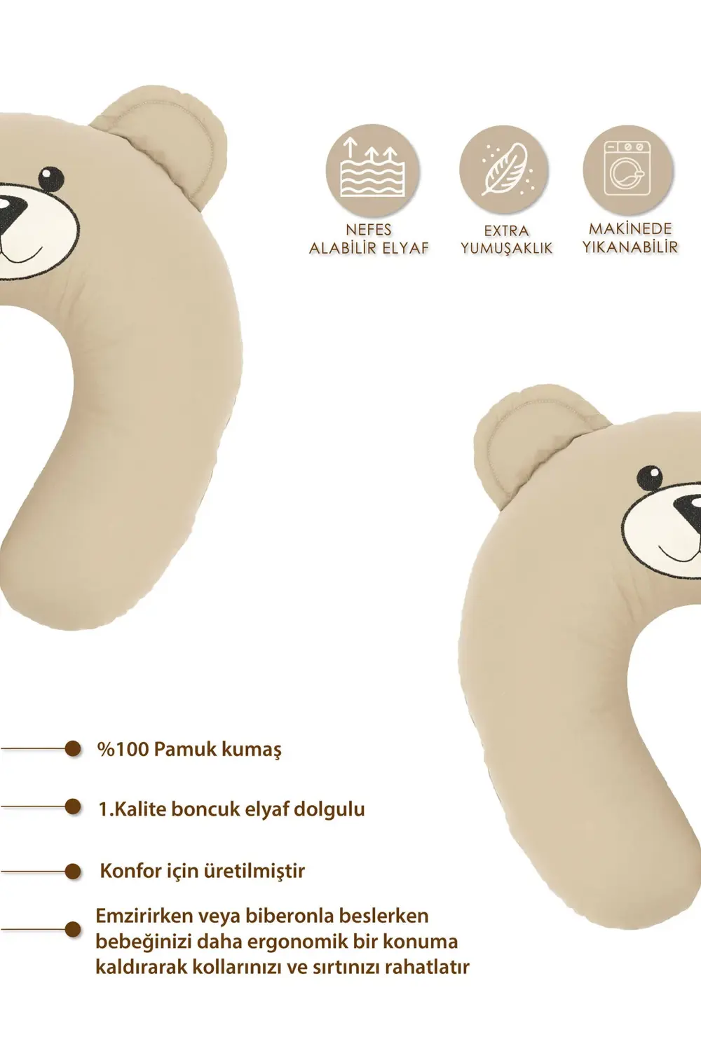 Mordesign Emzirme Yastığı Bebek Destek Minderi Hamile Yastığı Pamuk Kumaş M